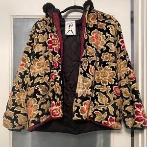 Vintage 1970’s Brocade Floral Tapestry Hooded Jacket